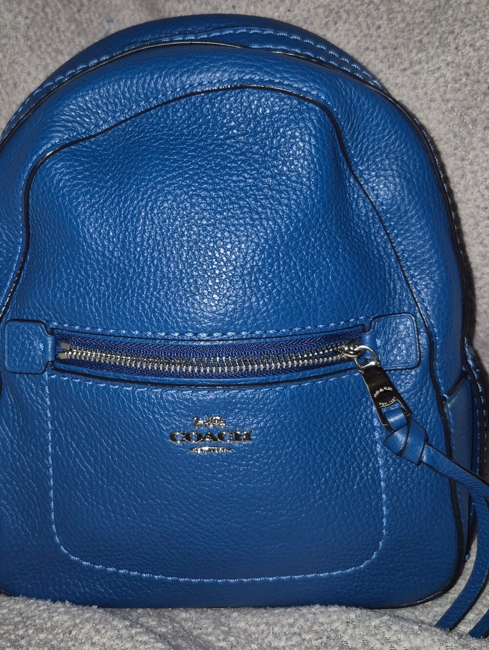 Blue leather backpack
